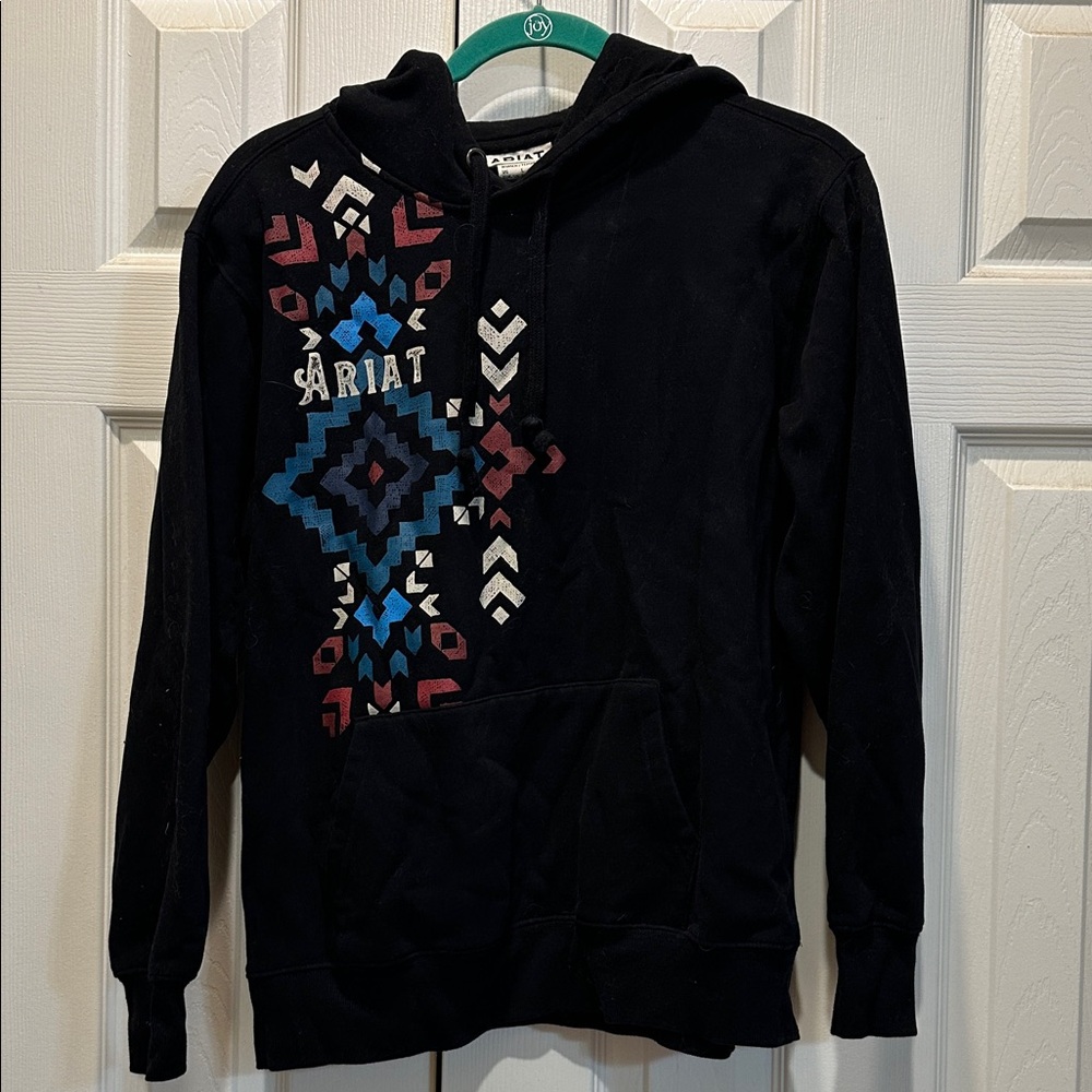 Ariat Black Hoodie with Colorful Geometric Pattern